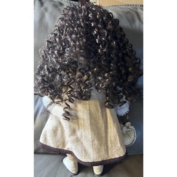 -DOLL PORCELAIN swan collection Long Brown Curly Hair Blue Eyes 21” - Picture 12 of 13